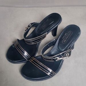 Coach Kalista Brown Strappy Heels Womens Size 8.5 Made In Italy